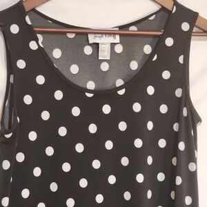 Joseph Ribkoff Polka Dot Asymmetrical Tank Top Retro Chic Black White Size 6